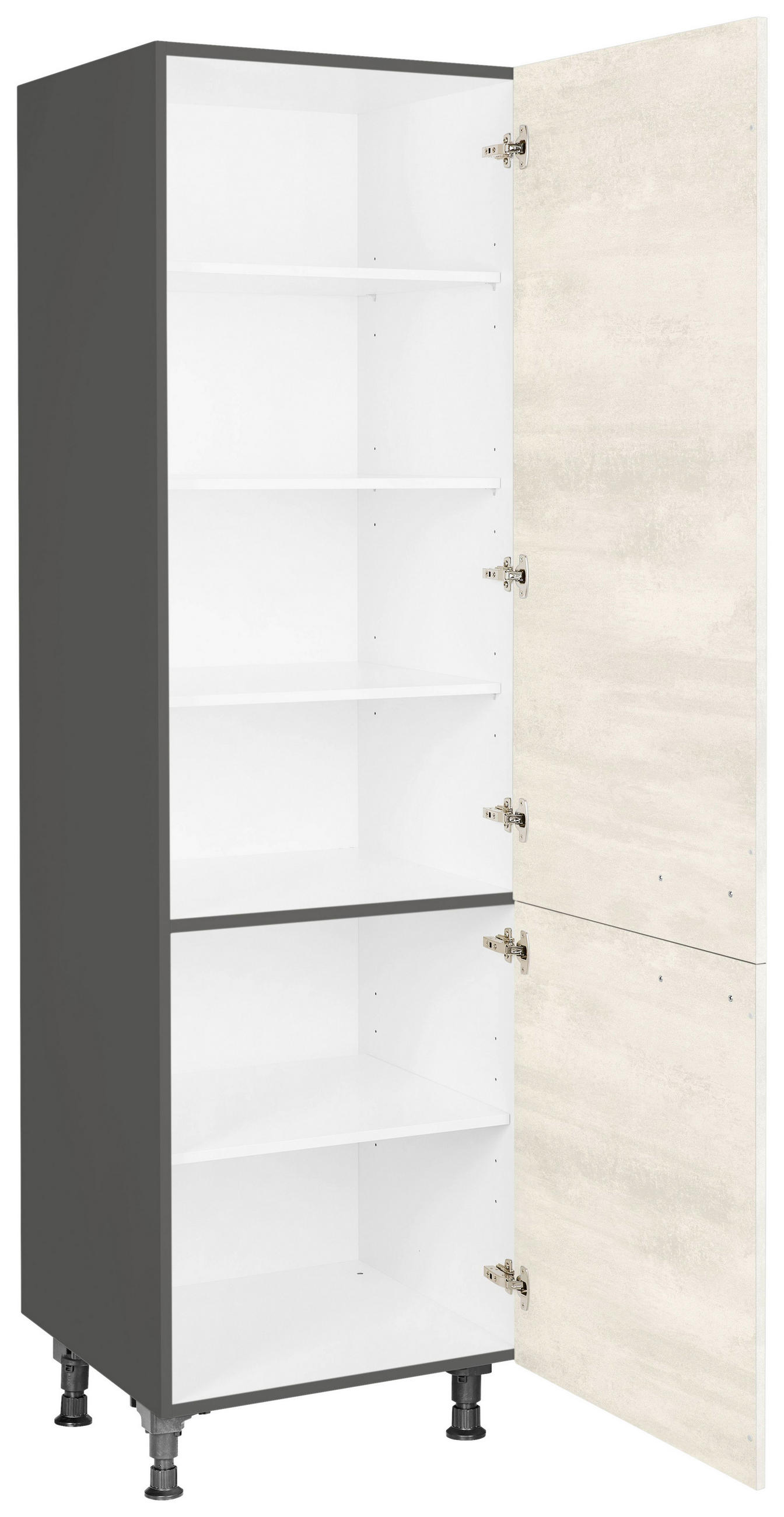 GESCHIRRSCHRANK 60/216,6/58 cm in Weiß - Schieferfarben/Edelstahlfarben, MODERN, Holzwerkstoff/Metall (60/216,6/58cm) - Nobilia