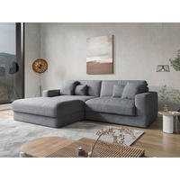 ECKSOFA FABIO E in Cord Grau  196/264 cm  - Schwarz/Grau, MODERN, Kunststoff/Textil (196/264cm) - Sit & More