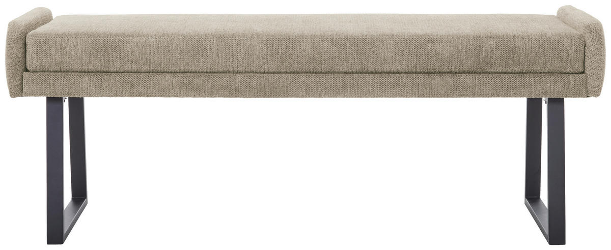 HOCKERBANK 140/51/49 cm Webstoff Beige, Schwarz  - Beige/Schwarz, Design, Textil/Metall (140/51/49cm) - Novel