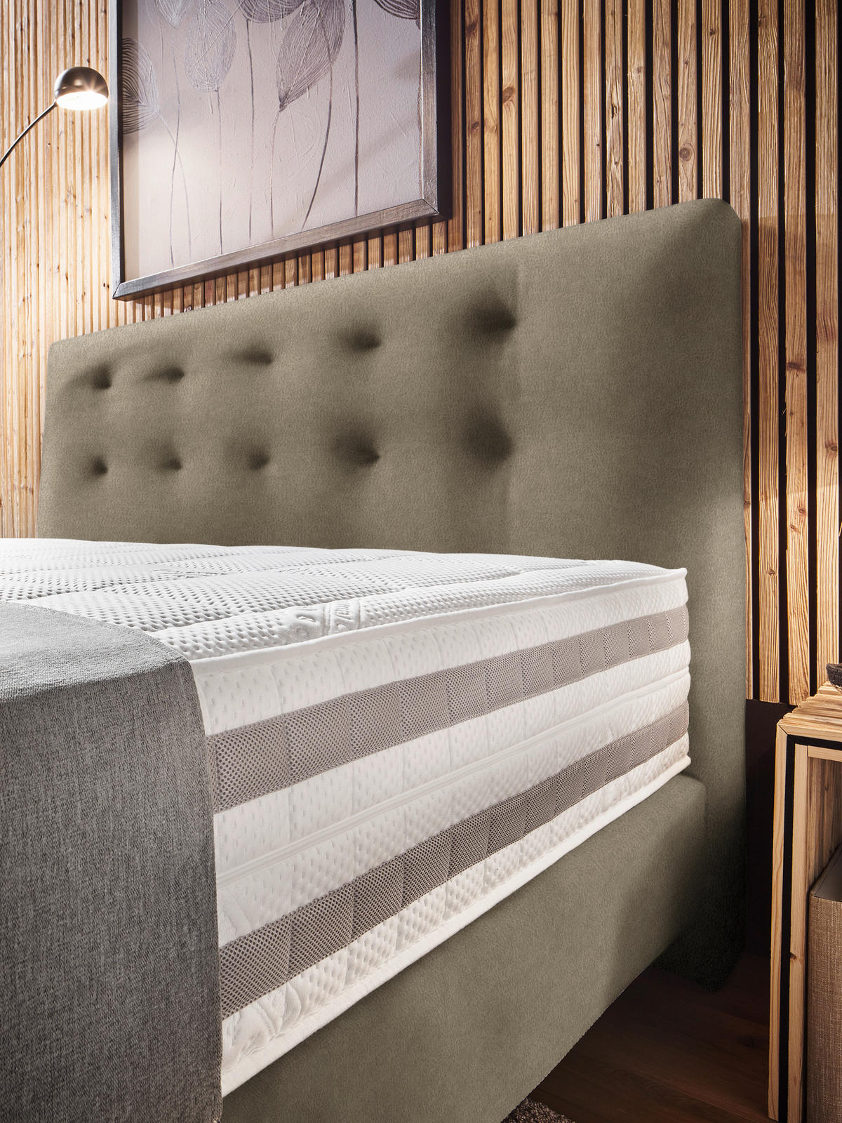 BOXSPRINGBETT 200/200 cm  in Schlammfarben  - Schlammfarben, KONVENTIONELL, Holz/Textil (200/200cm) - Dieter Knoll