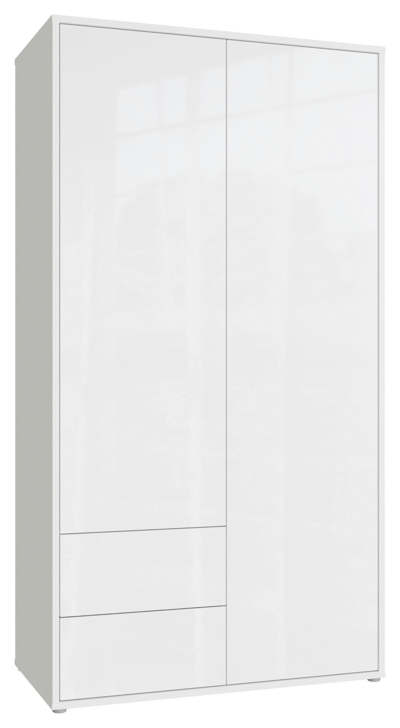 DREHTÜRENSCHRANK 115/214/60 cm,  in Weiß, Weiß Hochglanz, 2-türig  - Weiß Hochglanz/Weiß, Trend, Holzwerkstoff (115/214/60cm) - Carryhome