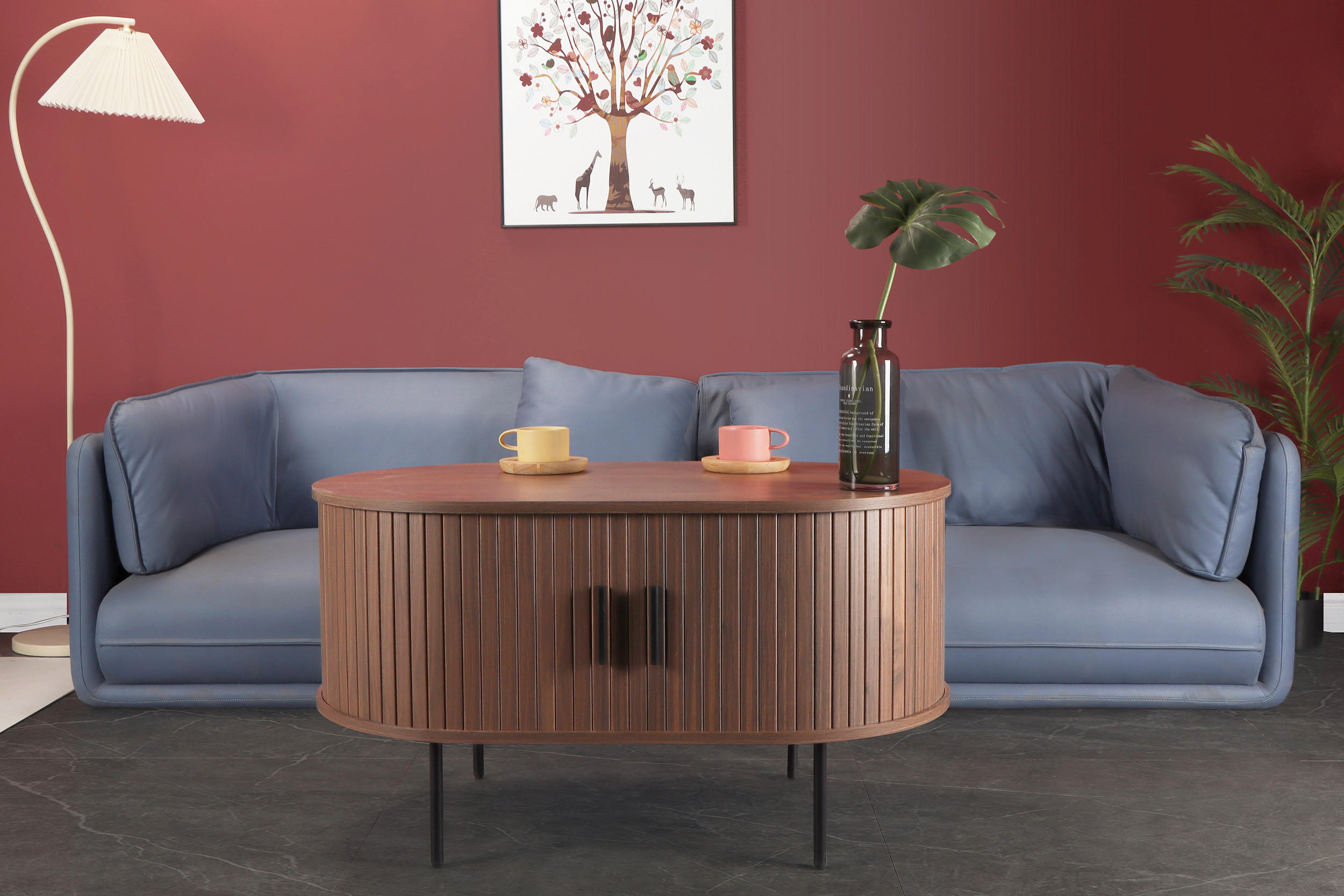 COUCHTISCH - Walnussfarben/Schwarz, Design, Holzwerkstoff/Metall (100/60/55cm) - Livetastic