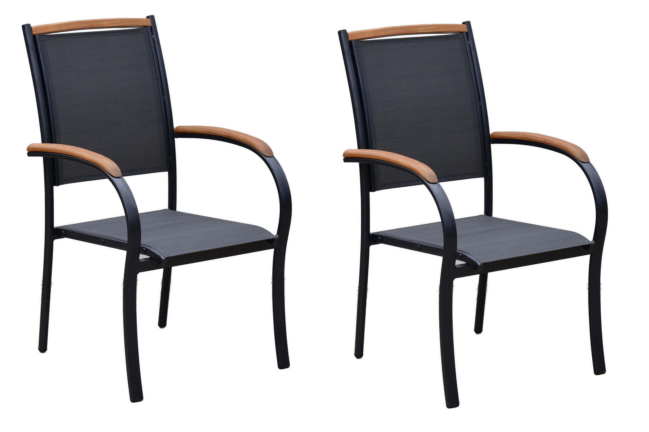 GARTENSTUHL-SET Akazie Aluminium Graphitfarben, Grau  - Graphitfarben/Grau, KONVENTIONELL, Holz/Textil (59/101/63cm) - Gardenson