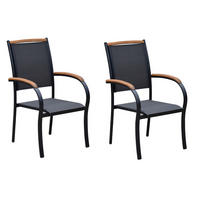 GARTENSTUHL-SET Akazie Aluminium Graphitfarben, Grau  - Graphitfarben/Grau, KONVENTIONELL, Holz/Textil (59/101/63cm) - Gardenson