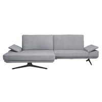 ECKSOFA in Flachgewebe Grau  155/284 cm  - Schwarz/Grau, Design, Textil/Metall (155/284cm) - Koinor