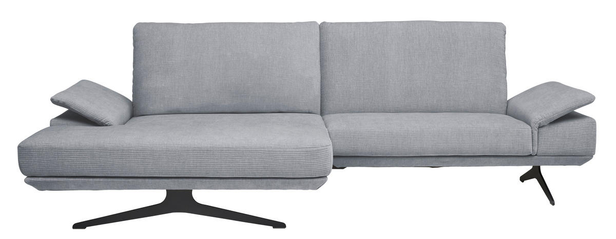 ECKSOFA in Flachgewebe Grau  155/284 cm  - Schwarz/Grau, Design, Textil/Metall (155/284cm) - Koinor