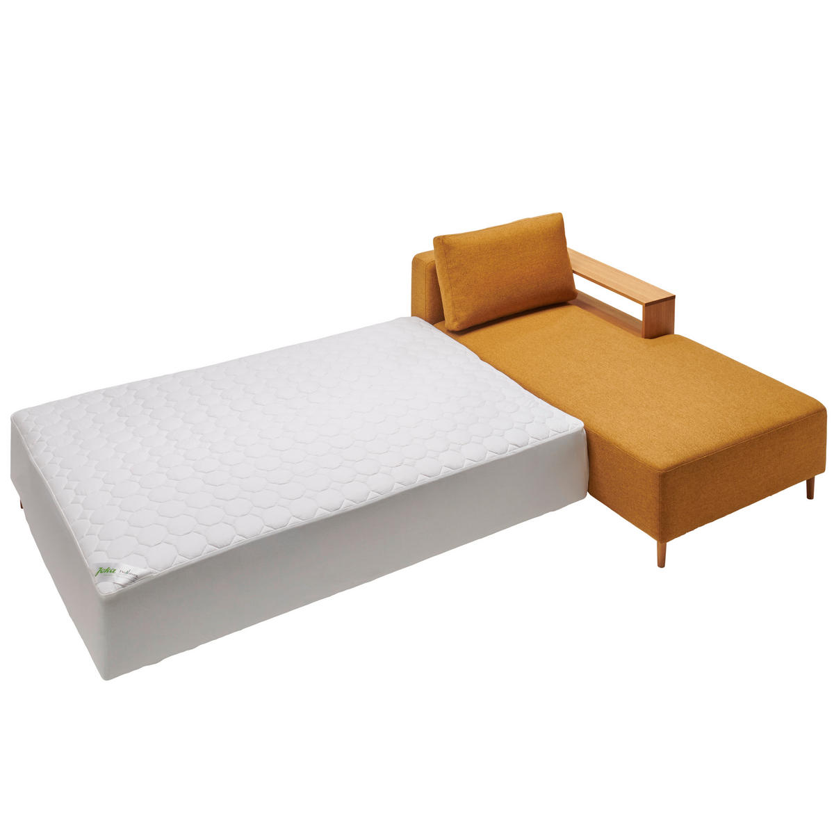 ECKSOFA in Flachgewebe Gelb  - Eichefarben/Gelb, Design, Holz/Textil (307/190cm) - Joka