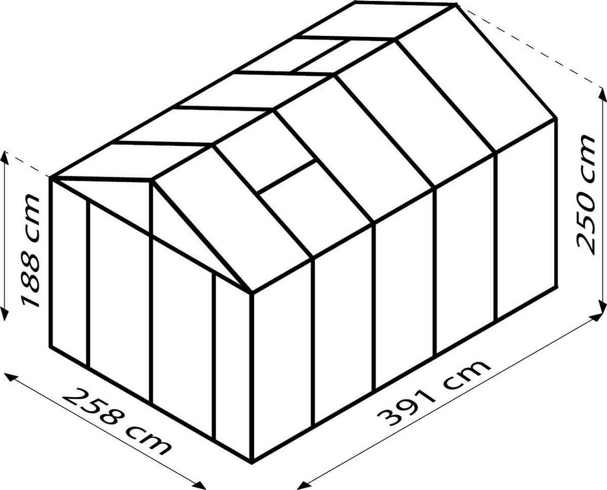 GEWÄCHSHAUSBAUSATZ - Alufarben, Basics, Glas/Kunststoff (258/250/391cm)