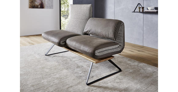 SITZBANK in Holz, Textil, Leder Anthrazit, Braun, Beige - Anthrazit/Beige, Design, Leder/Holz (164/83-113/74-106cm) - Ambiente
