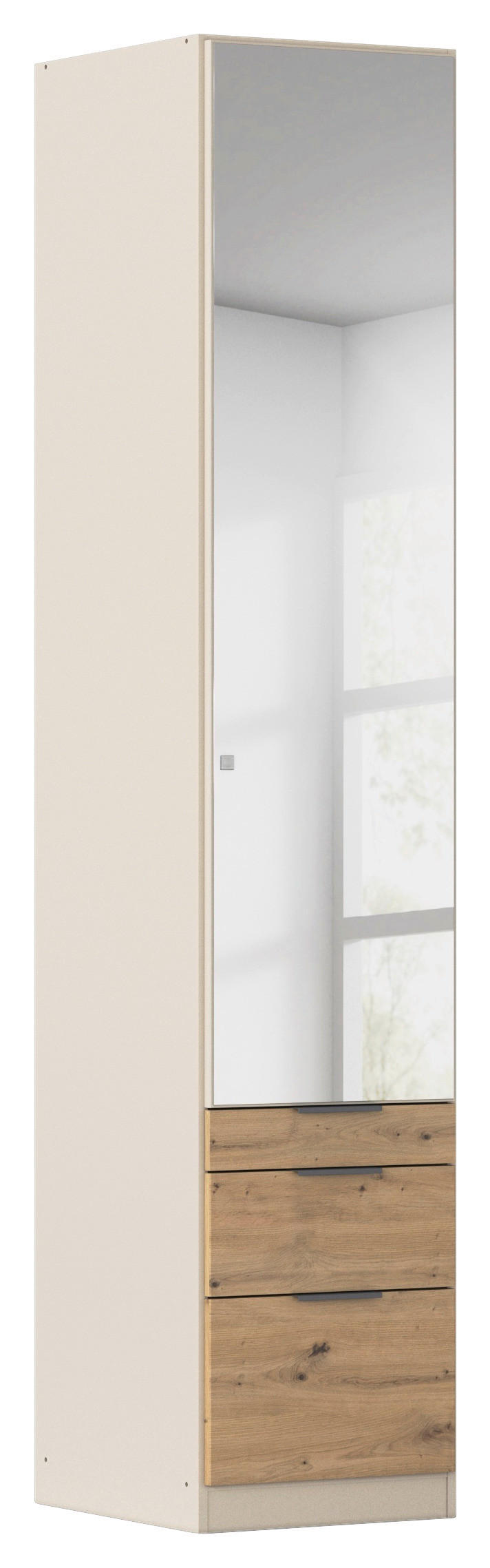 Drehtürenschrank Mit Spiegel 47cm Alabama, Champagner/Eiche