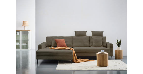 ECKSOFA Braun Cord - Schwarz/Braun, KONVENTIONELL, Textil/Metall (173/276cm) - Carryhome