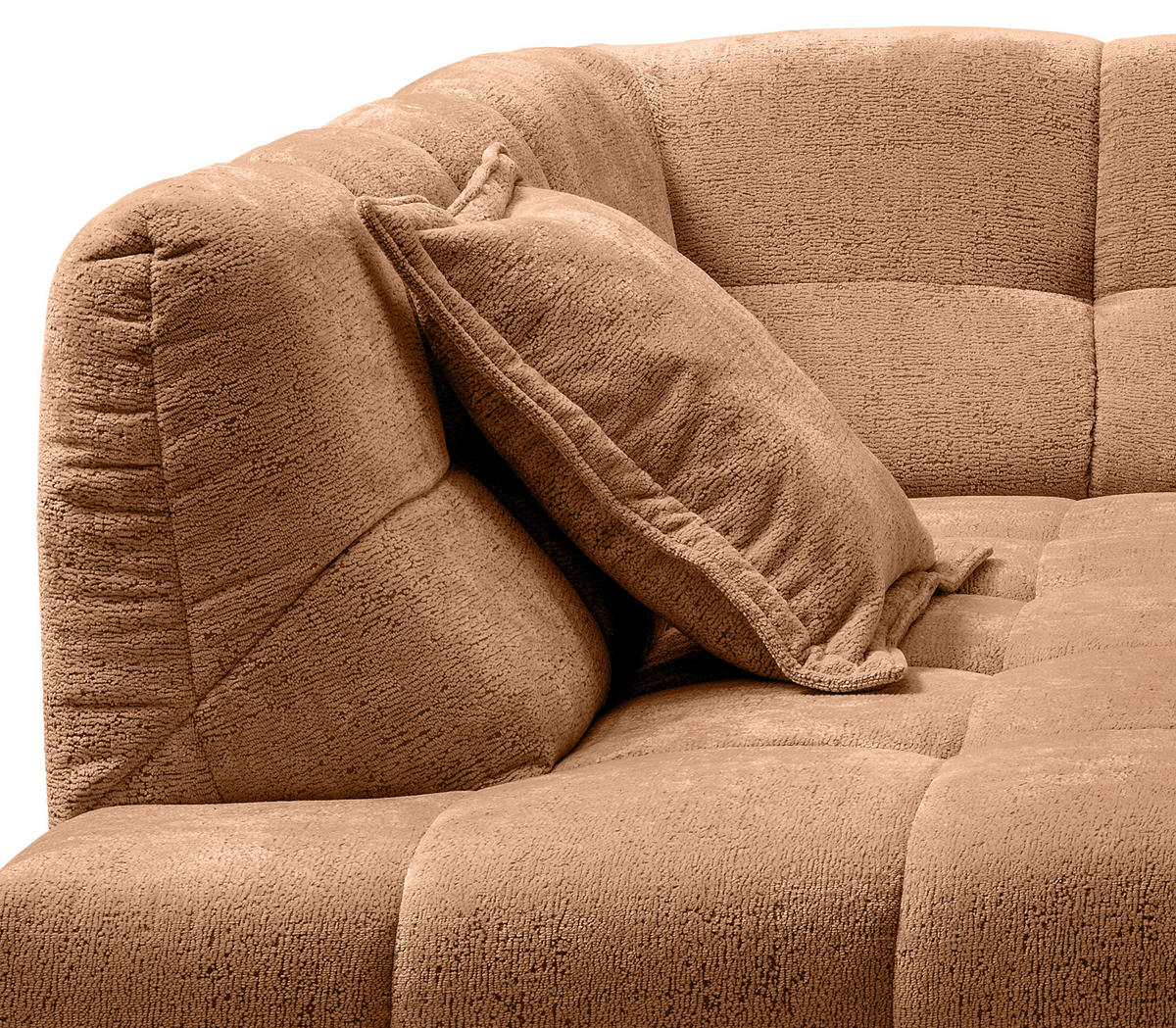 ECKSOFA ITALIA in Chenille Koralle  203/254 cm  - Koralle/Schwarz, MODERN, Kunststoff/Textil (203/254cm) - Livetastic