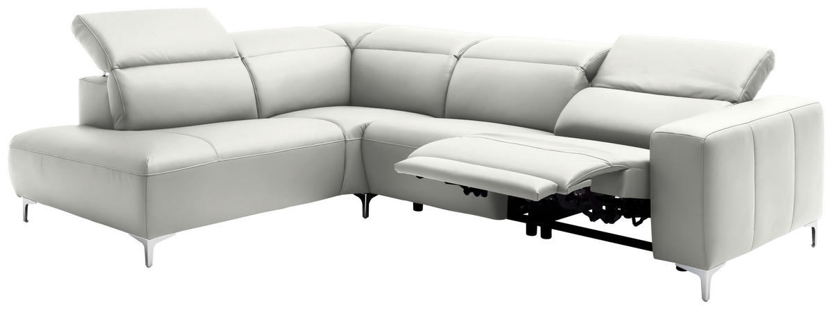 ECKSOFA in Echtleder Weiß  223/290 cm  - Chromfarben/Weiß, Design, Leder/Metall (223/290cm) - Pure Home Lifestyle
