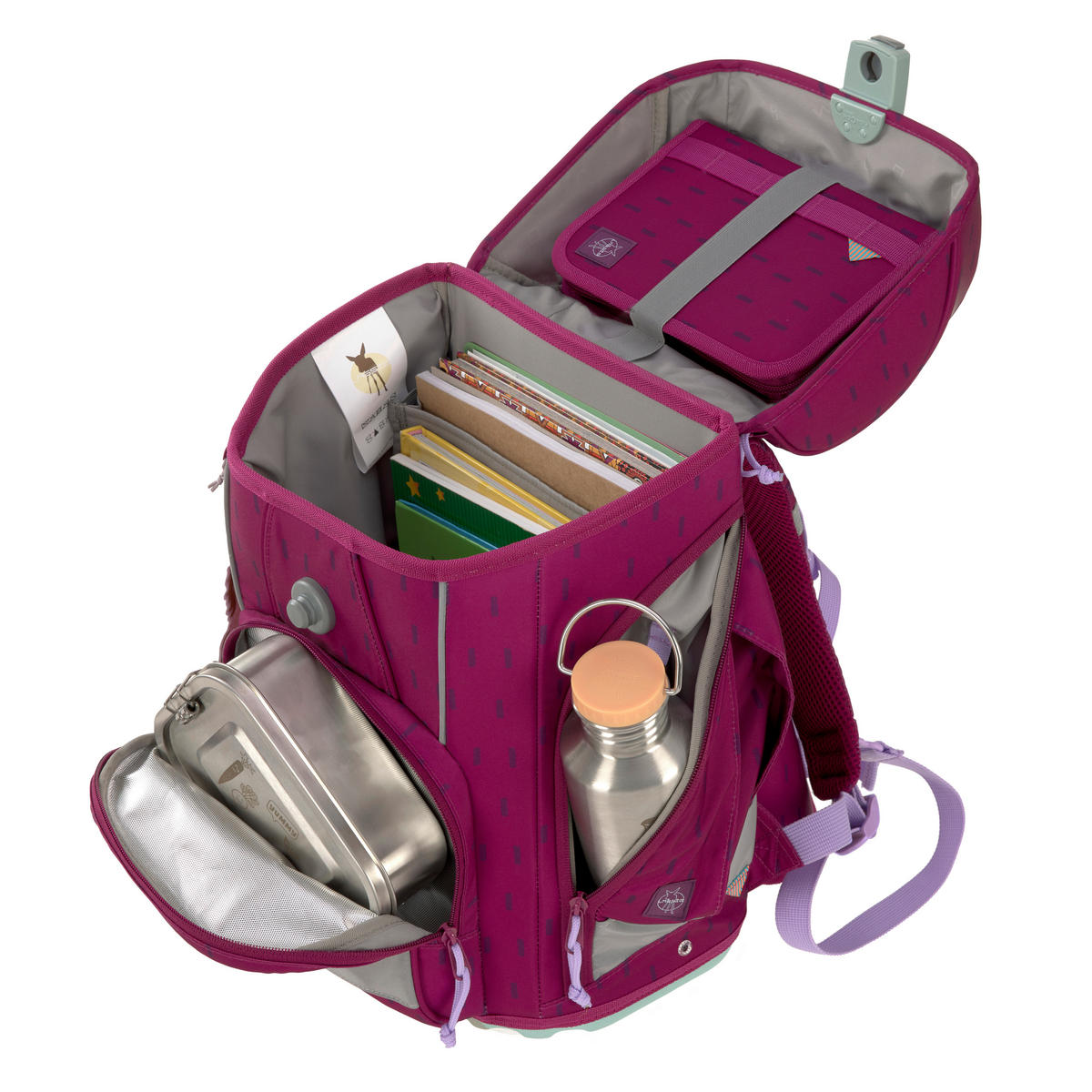 SCHULTASCHENSET - Beere, Basics, Textil (30/25/41,5cm) - Lässig