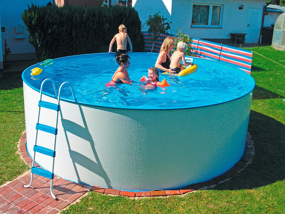 POOL-SET STEELY 01110 450/120 cm  - Blau/Weiß, MODERN, Metall (450/120cm)