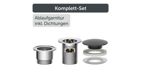 ABLAUFVENTIL  - Chromfarben/Schwarz, Basics, Metall (6,5cm) - Xora