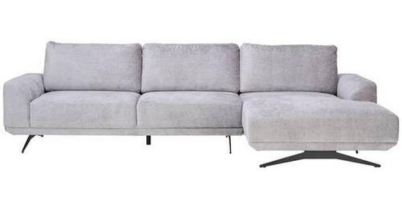 ECKSOFA in Webstoff Grau  - Schwarz/Grau, Design, Textil/Metall (320/172cm) - Valnatura