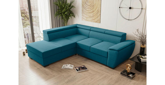 ECKSOFA  in Flachgewebe Petrol  - Petrol/Schwarz, KONVENTIONELL, Kunststoff/Textil (220/266cm) - Carryhome