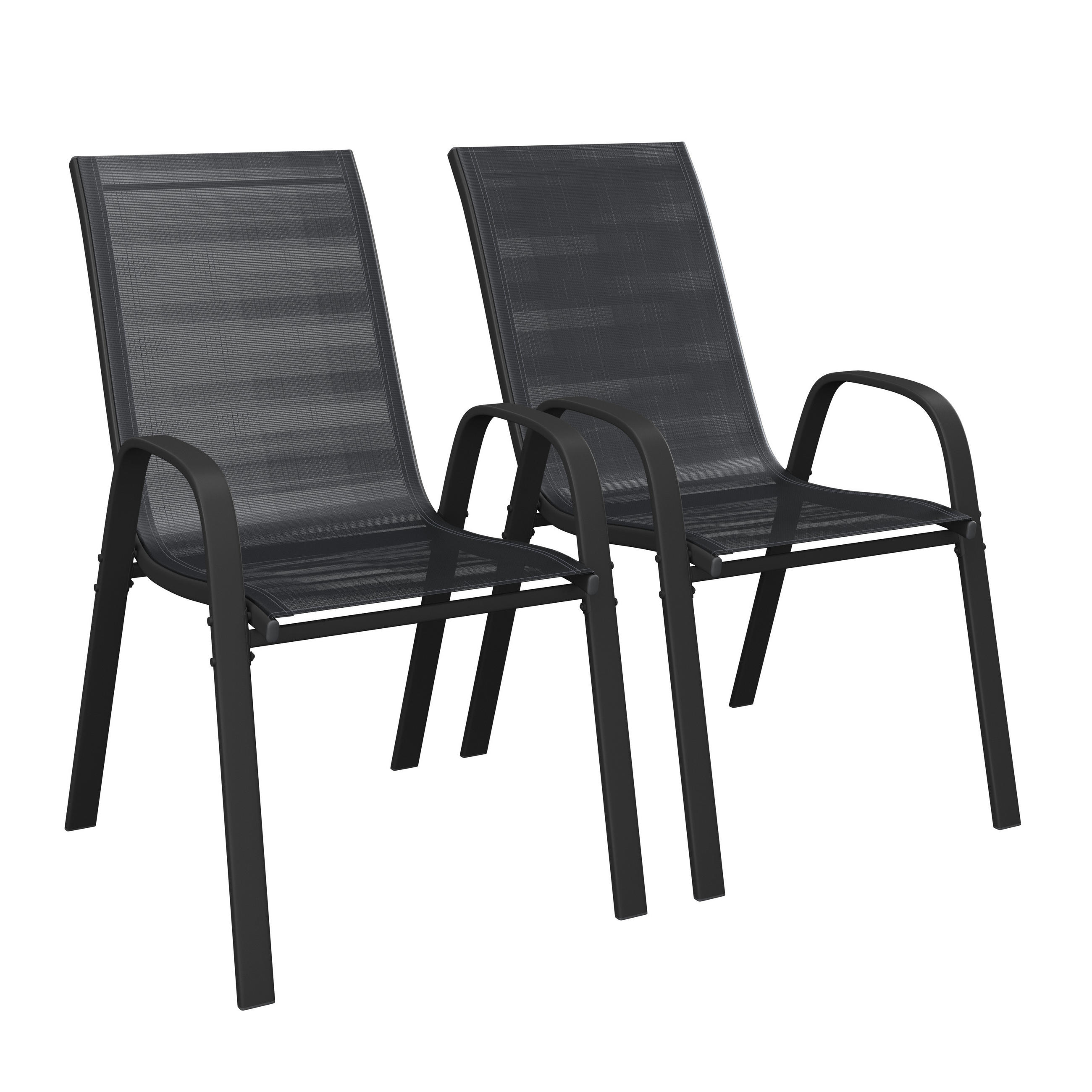 GARTENSESSEL-SET Eisen Schwarz  - Schwarz, MODERN, Textil/Metall (54/90/72cm) - Ambia Garden