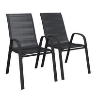 GARTENSESSEL-SET Metall, Textil Schwarz  - Schwarz, Modern, Textil/Metall (54/90/72cm) - Ambia Garden