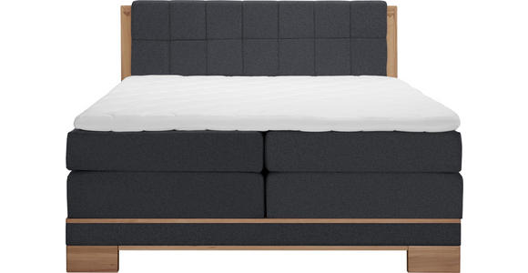 BOXSPRINGBETT 140/200 cm  in Buchefarben, Dunkelgrau  - Dunkelgrau/Buchefarben, Natur, Holz/Textil (140/200cm) - Linea Natura