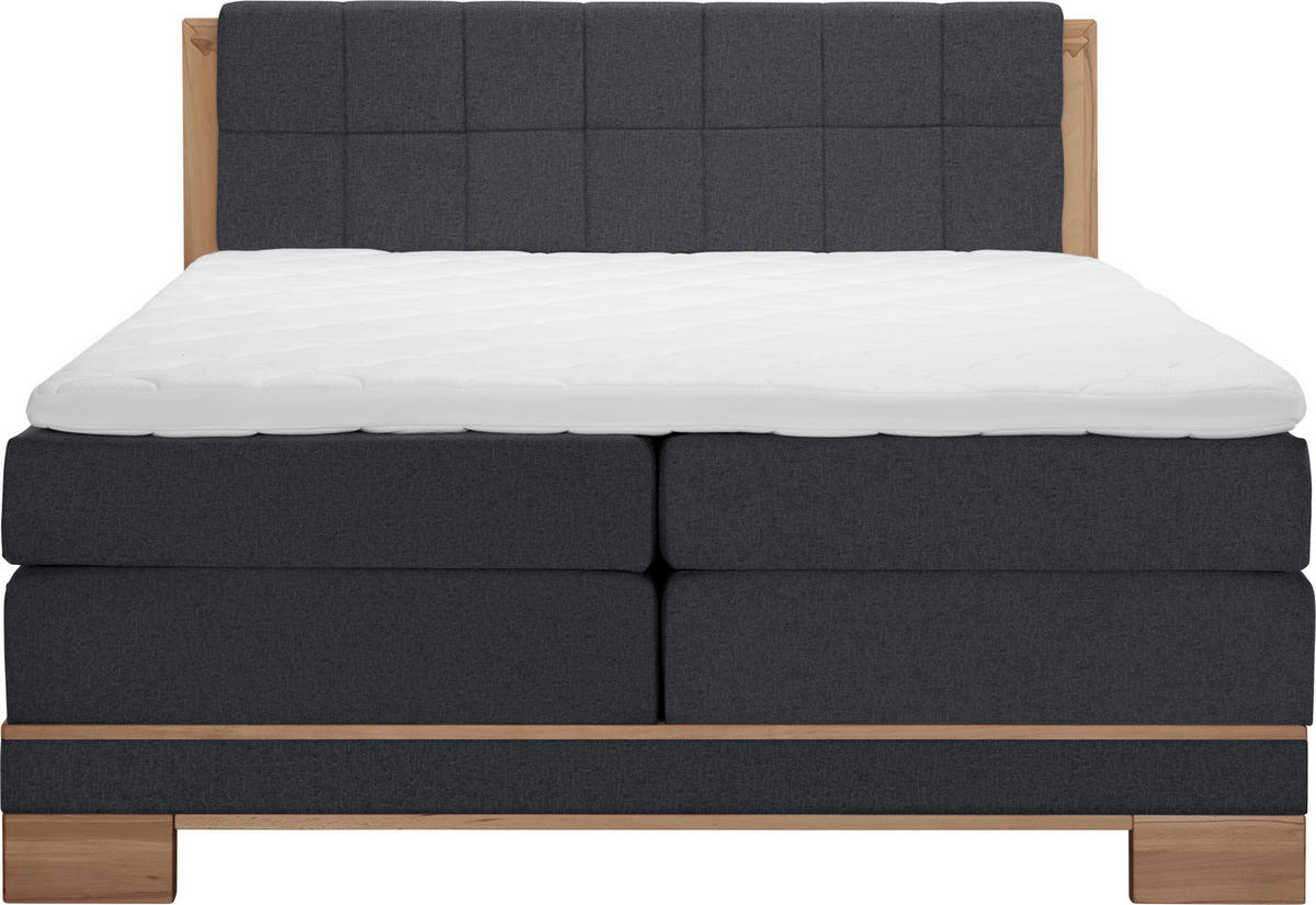 BOXSPRINGBETT 200/200 cm  in Buchefarben, Dunkelgrau  - Dunkelgrau/Buchefarben, Natur, Holz/Textil (200/200cm) - Linea Natura