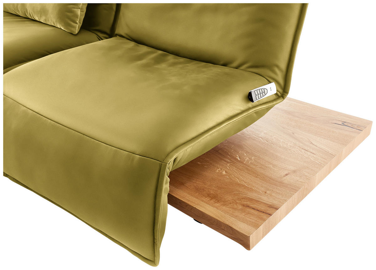 2-SITZER-SOFA in Leder Hellgrün  - Eichefarben/Schwarz, Natur, Leder/Holz (240/63/115cm) - Koinor