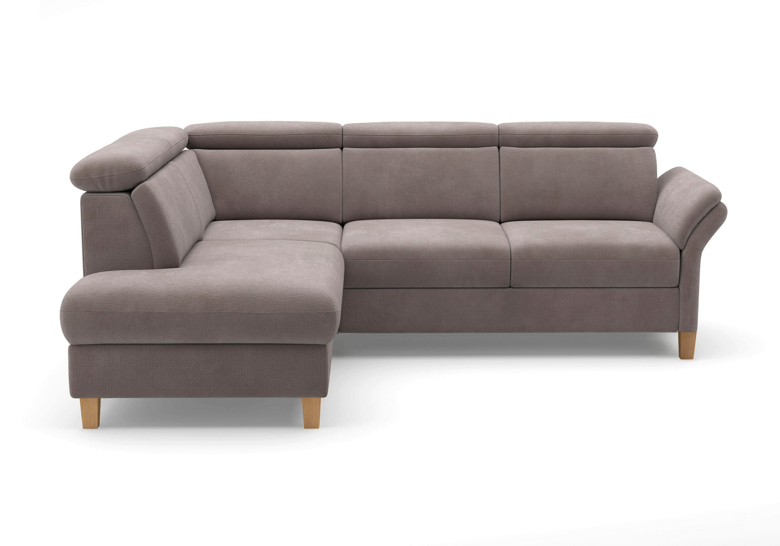 ECKSOFA GLENDALE E Taupe Flachgewebe  - Taupe/Eichefarben, KONVENTIONELL, Holz/Textil (193/247cm) - Sit & More