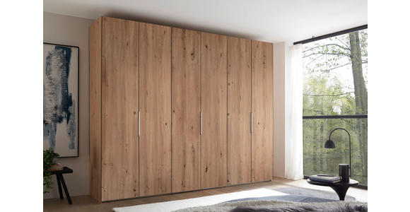 DREHTÜRENSCHRANK inkl. Zubehör 298/240/63 cm,  in Eiche Artisan, 6-türig  - Alufarben/Eiche Artisan, Design, Holzwerkstoff/Metall (298/240/63cm) - Dieter Knoll