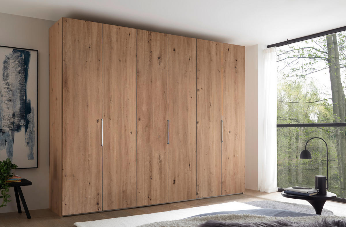 DREHTÜRENSCHRANK inkl. Zubehör 298/222/63 cm,  in Eiche Artisan, 6-türig  - Alufarben/Eiche Artisan, Design, Holzwerkstoff/Metall (298/222/63cm) - Dieter Knoll