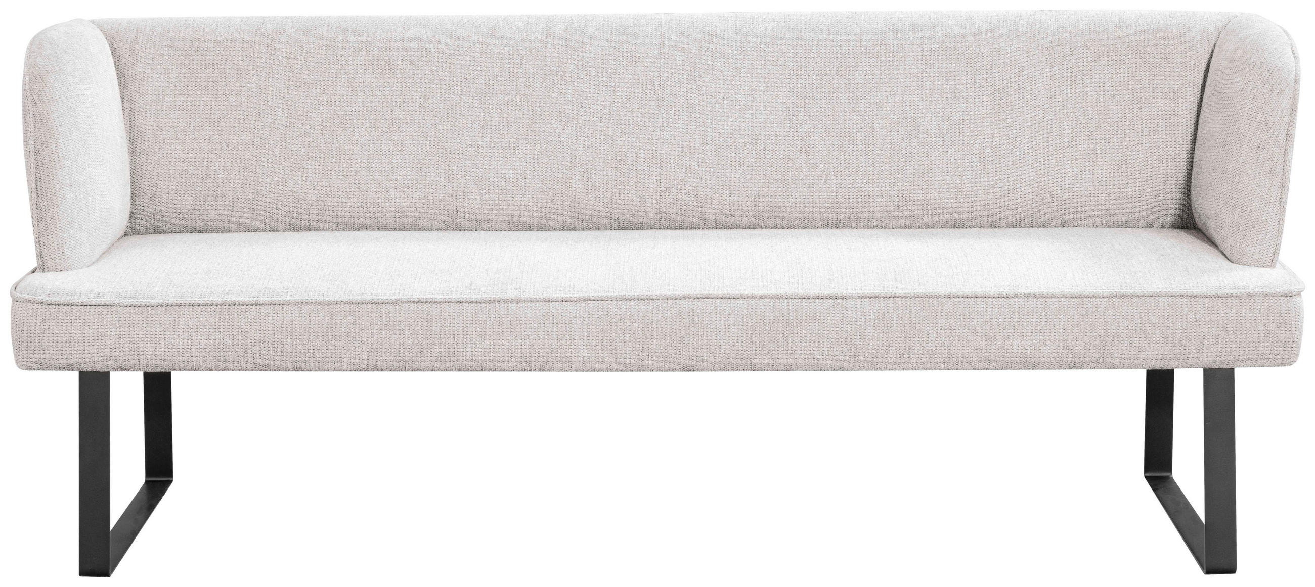 SITZBANK 185/91/66 cm Webstoff Schwarz, Hellgrau  - Hellgrau/Schwarz, Design, Textil/Metall (185/91/66cm) - Novel