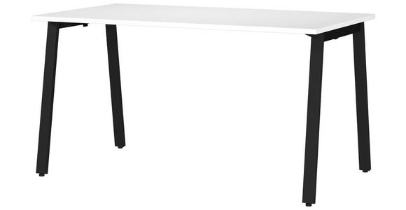 SCHREIBTISCH 140/80/75 cm  in Schwarz, Weiß  - Schwarz/Weiß, MODERN, Holzwerkstoff/Metall (140/80/75cm) - Novel