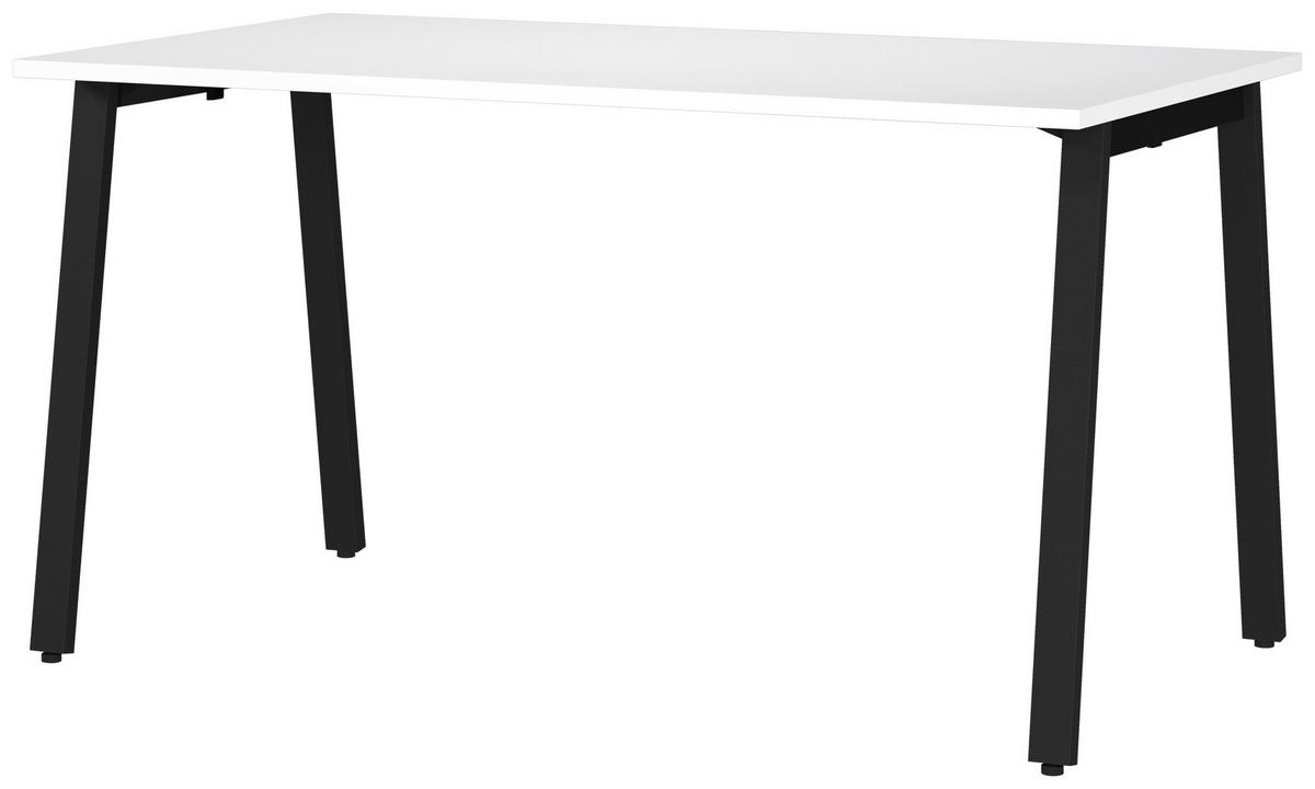 SCHREIBTISCH 140/80/75 cm  in Schwarz, Weiß  - Schwarz/Weiß, MODERN, Holzwerkstoff/Metall (140/80/75cm) - Novel