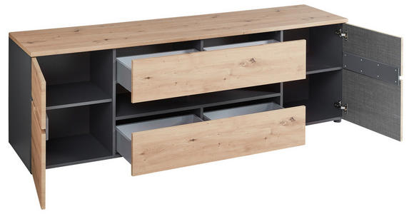 LOWBOARD  in 192/62/47 cm  - Schwarz/Graphitfarben, Design, Holzwerkstoff/Kunststoff (192/62/47cm) - Voleo