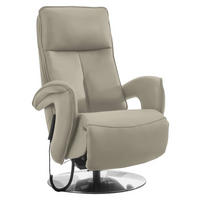 RELAXSESSEL Leder Ecru  - Chromfarben/Ecru, Design, Leder/Metall (77/110/87cm) - Valdera