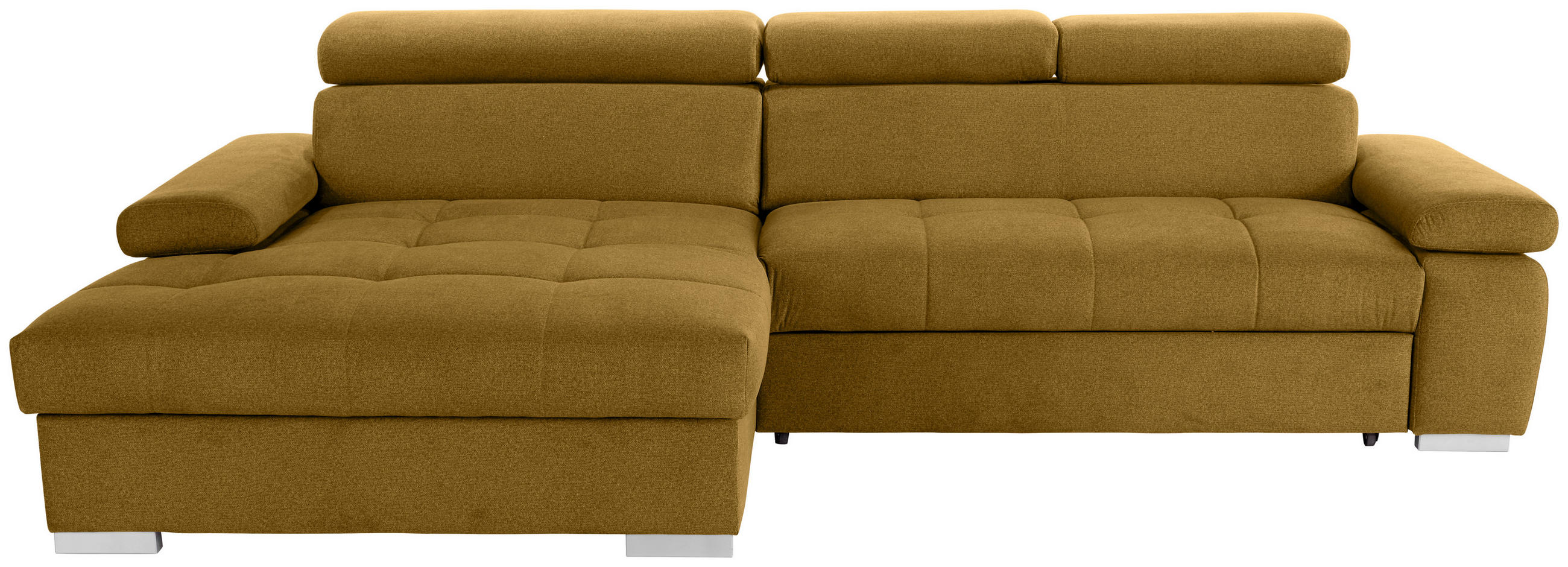 ECKSOFA in Velours Ecru  - Ecru/Silberfarben, Design, Holz/Textil (183/292cm) - Livetastic