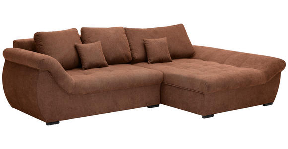 ECKSOFA Haselnussfarben Flachgewebe - Schwarz/Haselnussfarben, Design, Kunststoff/Textil (278/175cm) - Xora