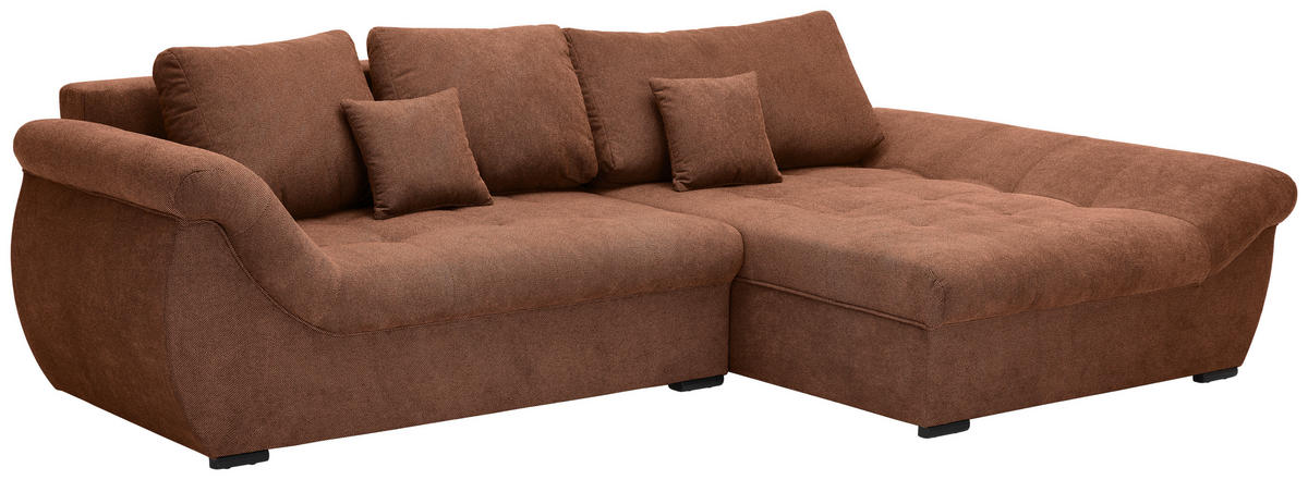 ECKSOFA Haselnussfarben Flachgewebe  - Schwarz/Haselnussfarben, Design, Kunststoff/Textil (278/175cm) - Xora