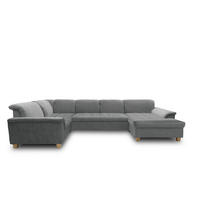 WOHNLANDSCHAFT  in Mikrofaser Dunkelgrau  - Eichefarben/Dunkelgrau, KONVENTIONELL, Holz/Textil (206/344/162cm) - MID.YOU