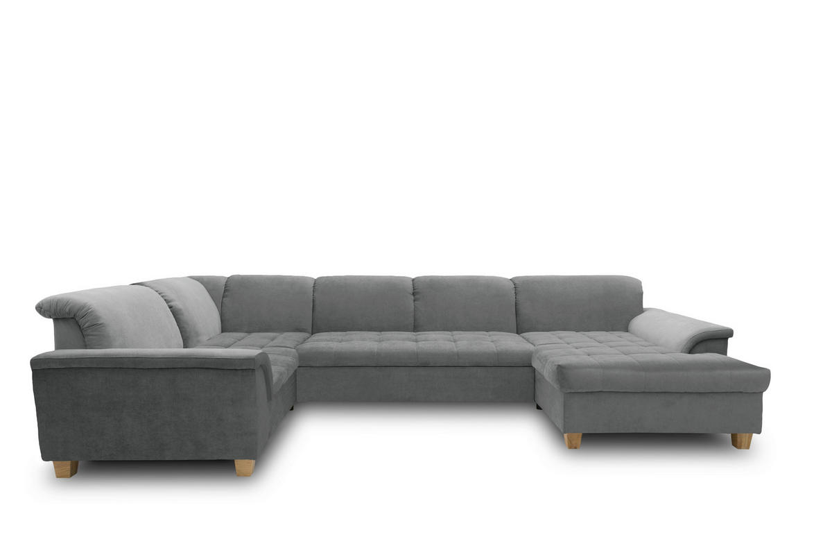 WOHNLANDSCHAFT  in Mikrofaser Dunkelgrau  - Eichefarben/Dunkelgrau, KONVENTIONELL, Holz/Textil (206/344/162cm) - MID.YOU