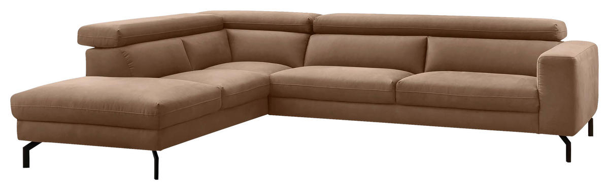 ECKSOFA CALIFORNIA Braun Mikrofaser  - Schwarz/Braun, MODERN, Textil/Metall (233/305cm) - Trendmanufaktur