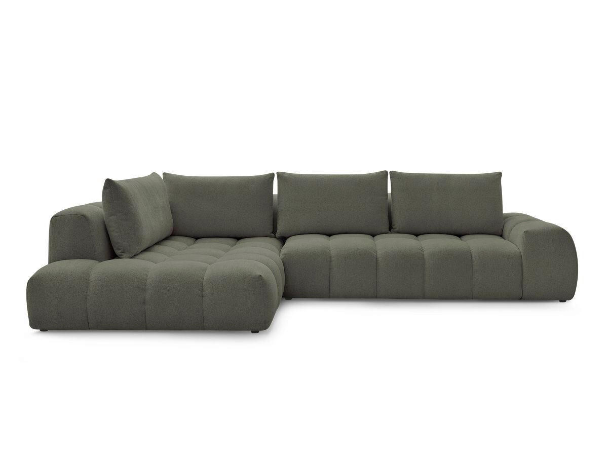 ECKSOFA Ottomane links  EVEREST Grün Flachgewebe  - Schwarz/Grün, MODERN, Kunststoff/Textil (210/352cm)