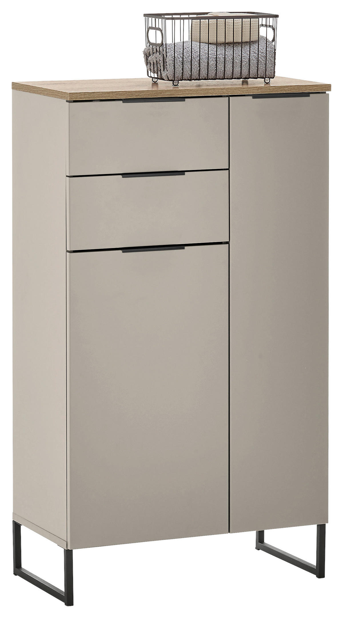 MIDISCHRANK 60/106/32 cm  - Kaschmir/Eichefarben, KONVENTIONELL, Holzwerkstoff/Metall (60/106/32cm) - home24