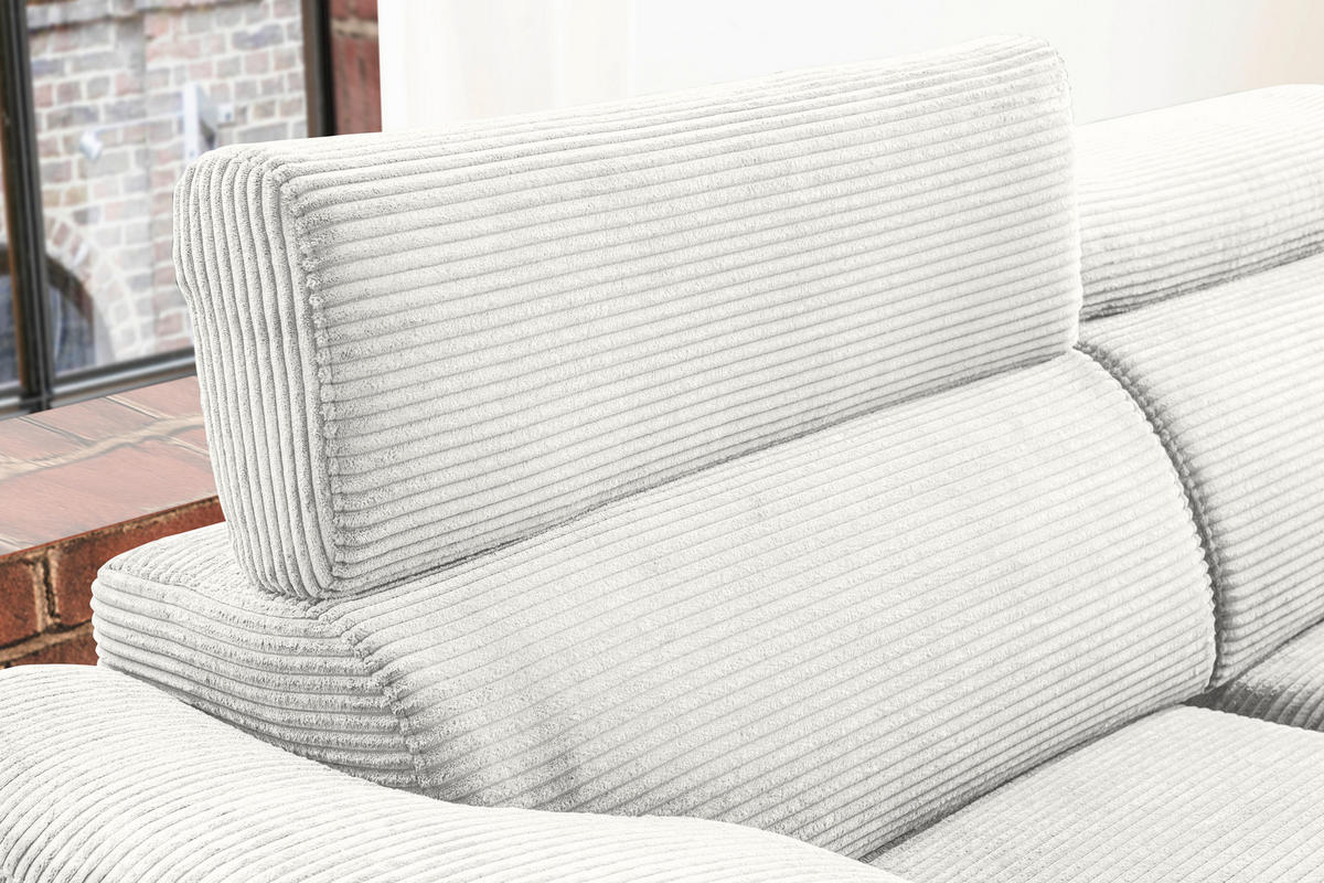 ECKSOFA in Cord Weiss  - Weiss/Schwarz, Design, Holz/Textil (270/174cm) - Pure Home Lifestyle