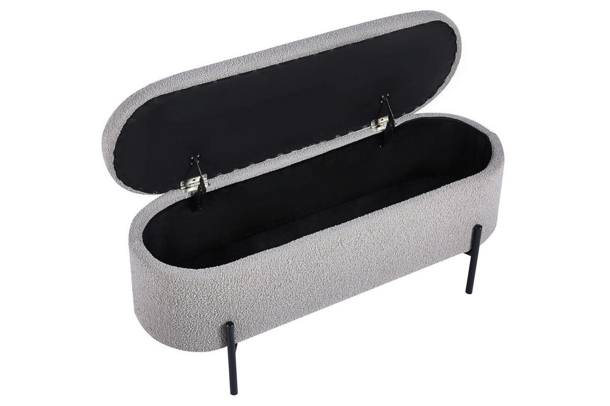 BETTBANK Bouclé Taupe  - Taupe/Schwarz, MODERN, Textil/Metall (110/44/40cm) - Livetastic