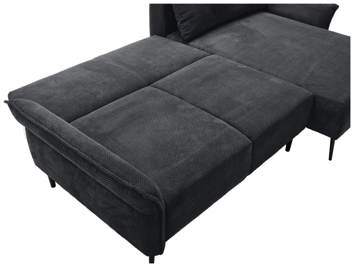 ECKSOFA in Chenille Schwarz  - Schwarz, Konventionell, Textil/Metall (255/164cm) - Carryhome