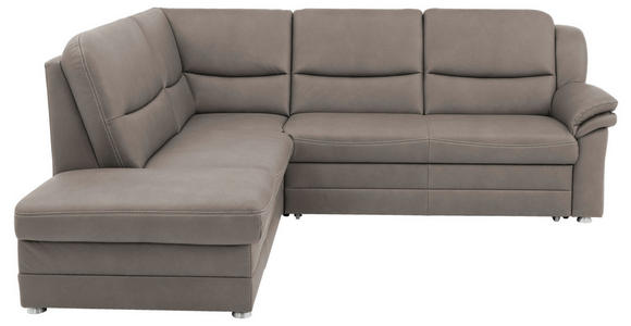 ECKSOFA Grau Mikrofaser - Beige/Alufarben, KONVENTIONELL, Textil/Metall (219/239cm) - Carryhome