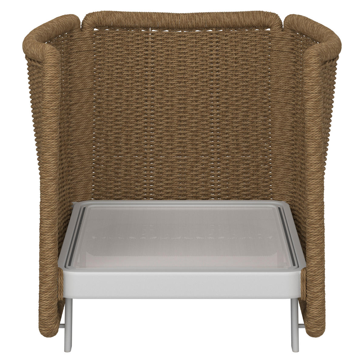 FOTELJA ZA BAŠTU  - bela/prirodna boja, Moderno, metal/tekstil (97/73/87cm) - Amatio
