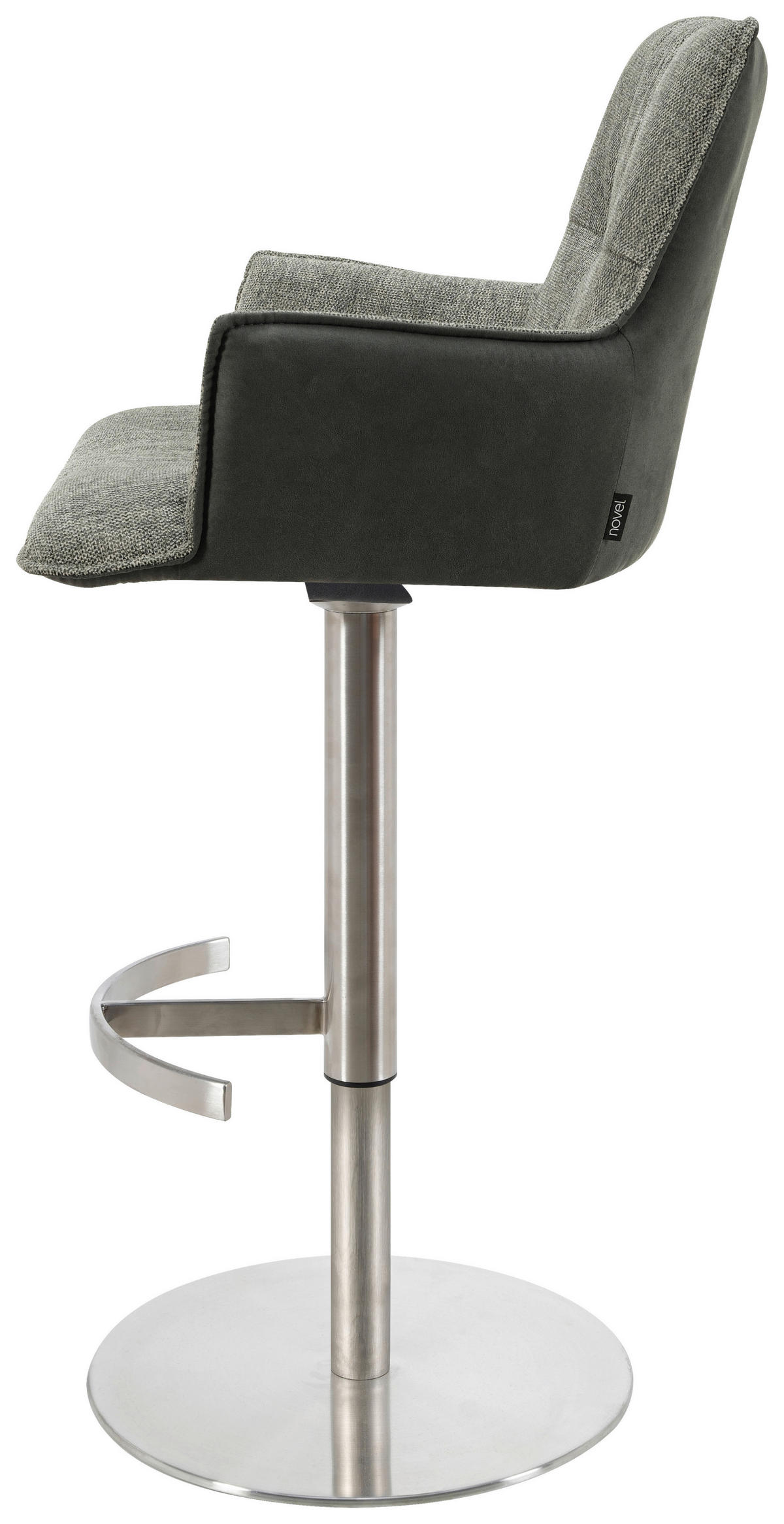 BARHOCKER in Grau, Schwarz, Edelstahlfarben  - Chromfarben/Edelstahlfarben, Design, Textil/Metall (56/100/56cm) - Novel