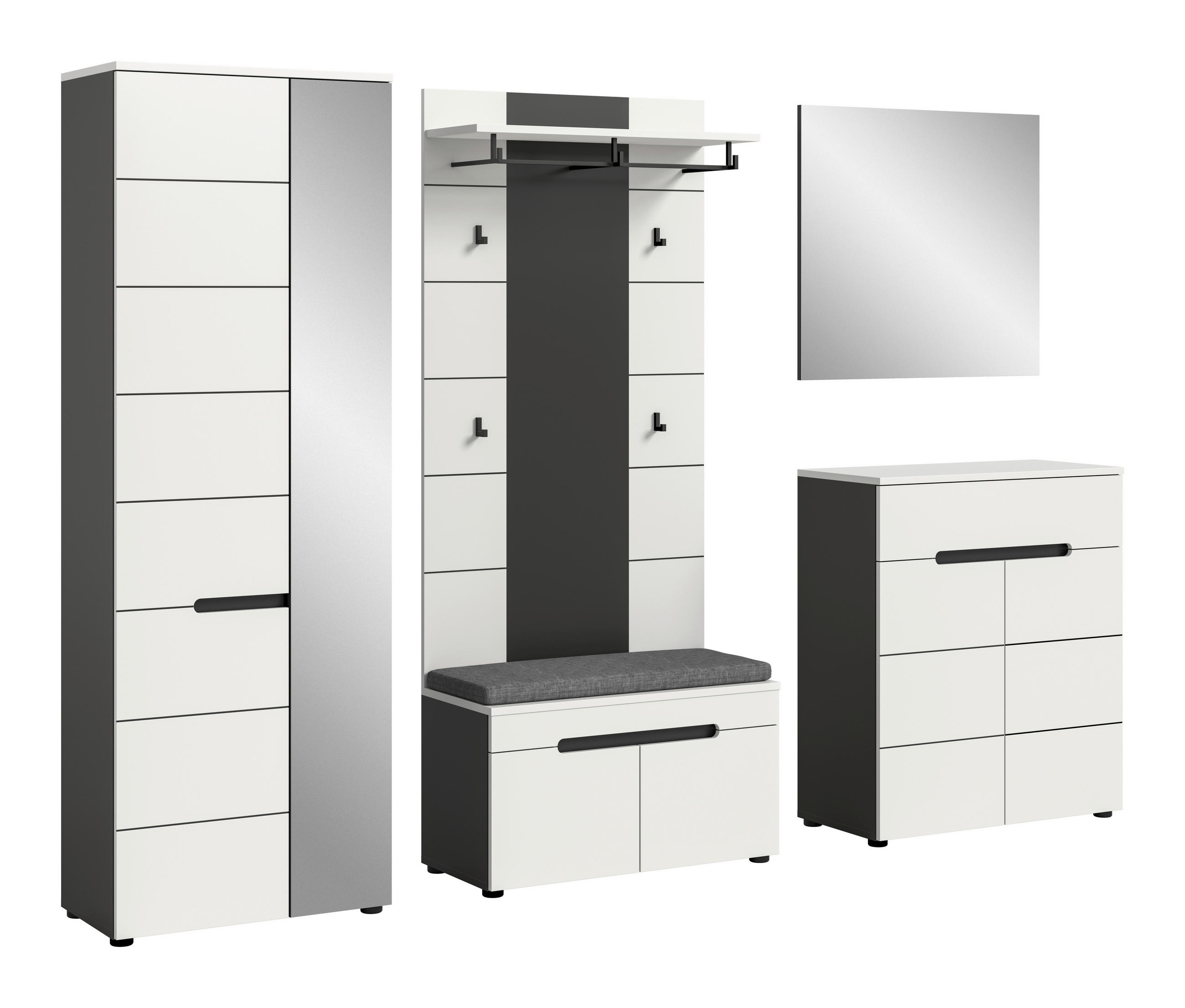 HALLMÖBEL 6 delar i 255/190/37 cm vit 190/255/37 cm